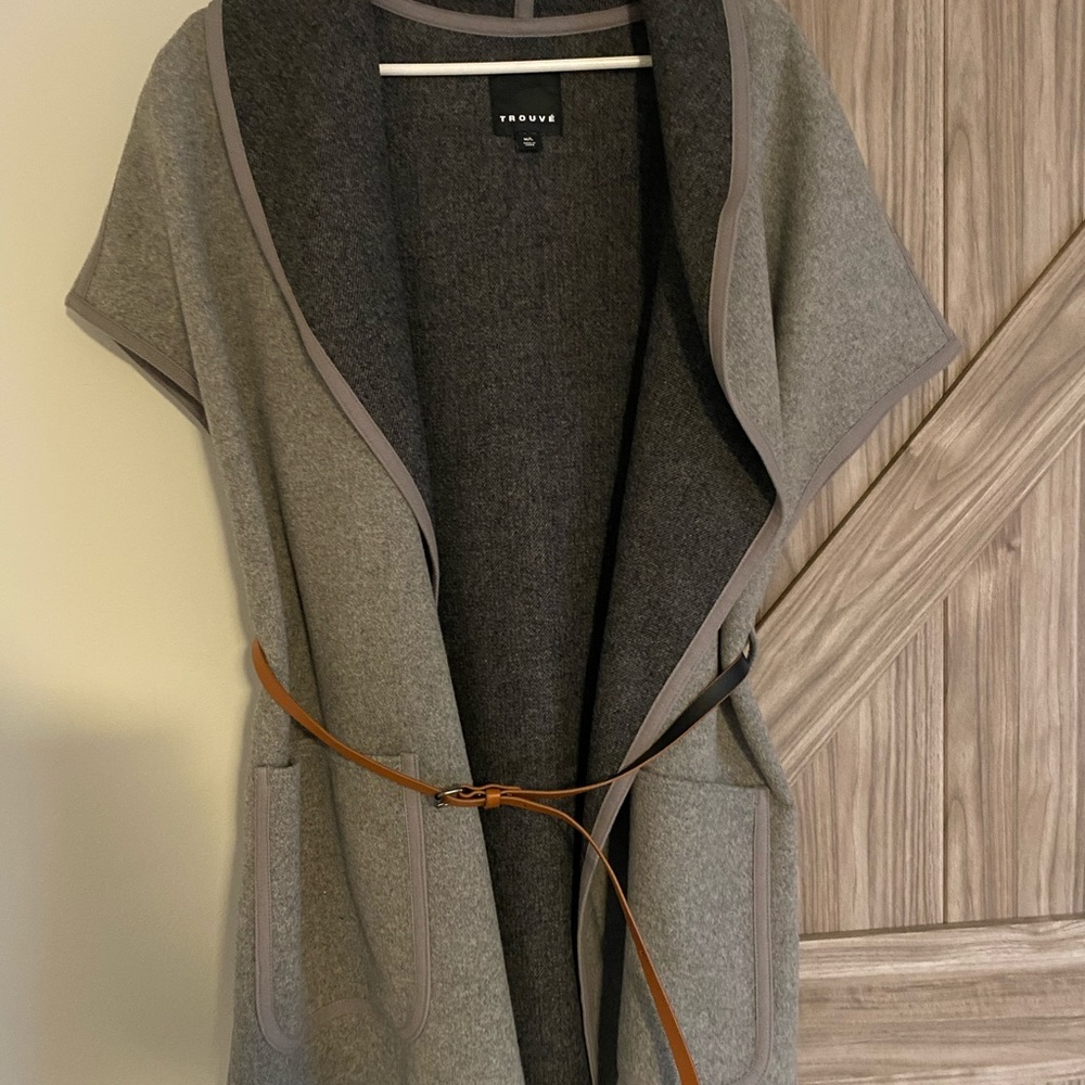 TROUVE belted gray vest